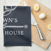 いかり航海のファミリーネームビーチまたはレイクハウス キッチンタオル (四つ折り)