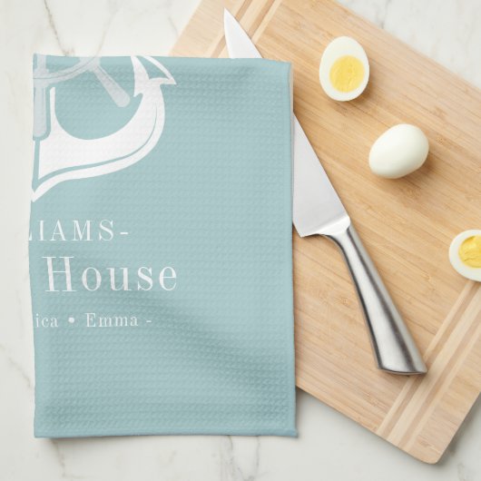 いかり航海のファミリーネームビーチハウス キッチンタオル (四つ折り)