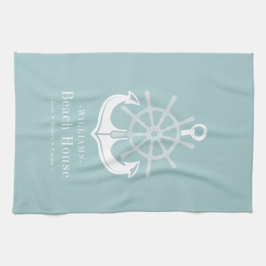 いかり航海のファミリーネームビーチハウス キッチンタオル (横)