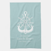 いかり航海のファミリーネームビーチハウス キッチンタオル (縦)
