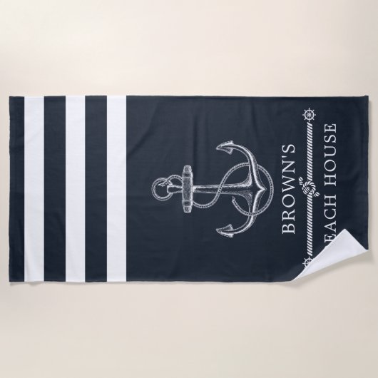 いかり航海のファミリーネームビーチレイクハウス ビーチタオル (正面)