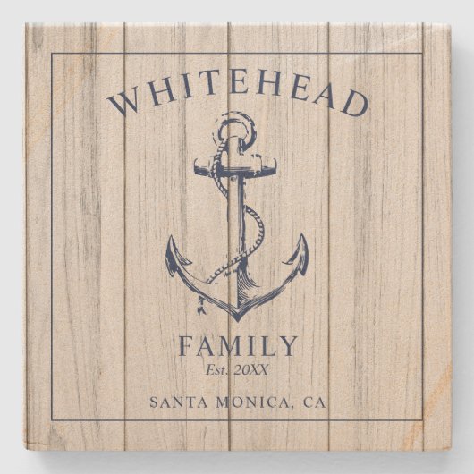 いかり航海のファミリーモノグラム ストーンコースター (正面)