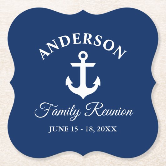 いかり航海のファミリー懇親会ネイビーブルー ペーパーコースター (正面)