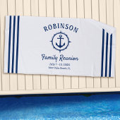 いかり航海のファミリー懇親会ネイビーブルー&ホワイト ビーチタオル