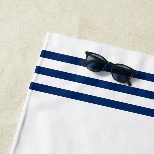 いかり航海のファミリー懇親会ネイビーブルー&ホワイト ビーチタオル (インサイチュ)