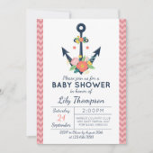 いかり航海のフローラベビーガールシャワー招待状 招待状 (正面)
