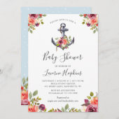 いかり航海のフローラボーイベビーシャワー 招待状 (正面/裏面)