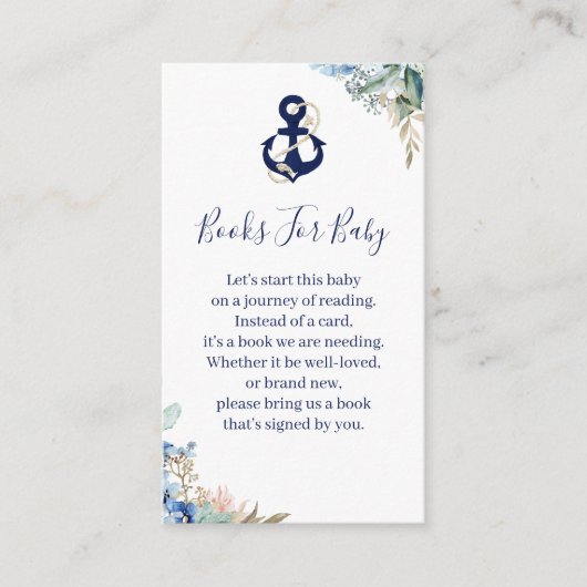 いかり航海のフローラ赤ちゃんシャワーブックリクエスト エンクロージャーカード (正面)