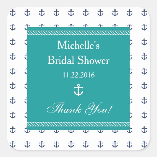 いかり航海のブライダルシャワーお気に入りシール スクエアシール (正面)