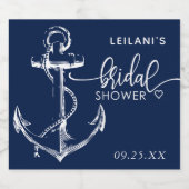 いかり航海のブライダルシャワーネイビーブルー スパークリングワインラベル (シングルラベル)