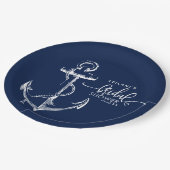 いかり航海のブライダルシャワーネイビー ペーパープレート (アングル)