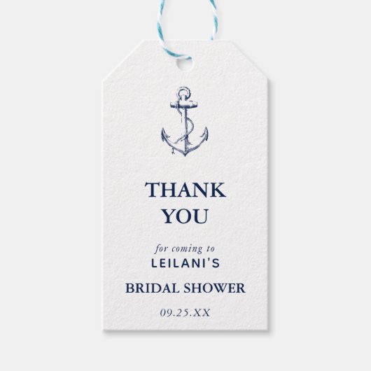 いかり航海のブライダルシャワーホワイトサンキューユー ギフトタグ (正面)