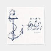 いかり航海のブライダルシャワーホワイト スタンダードカクテルナプキン (正面)