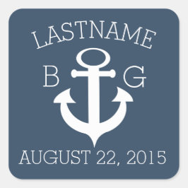 いかり航海のブルーモノグラム スクエアシール