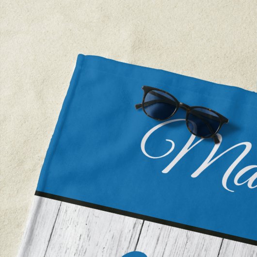 いかり航海のブルーレイクライフファミリーモノグラム ビーチタオル (インサイチュ)