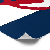 いかり航海のプリントレッド、ネイビー、ホワイト ポスター (角)