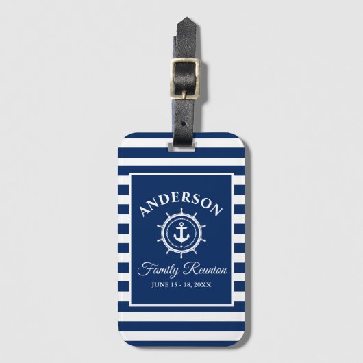 いかり航海のヘルムファミリー懇親会ブルーストライプの ラゲッジタグ (正面縦)