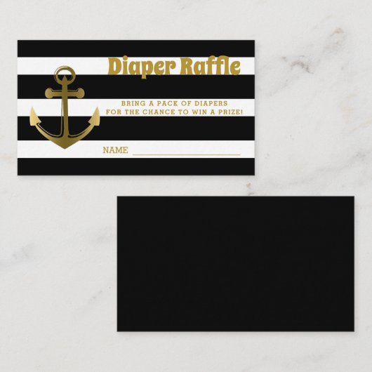 いかり航海のベビーシャワーおむつラッフルチケット エンクロージャーカード (正面/裏面)