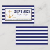 いかり航海のベビーシャワーおむつラッフルチケット エンクロージャーカード (正面/裏面)