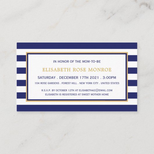 いかり航海のベビーシャワーチケット招待状 エンクロージャーカード (裏面)