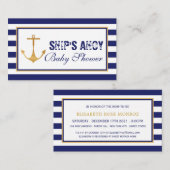 いかり航海のベビーシャワーチケット招待状 エンクロージャーカード (正面/裏面)