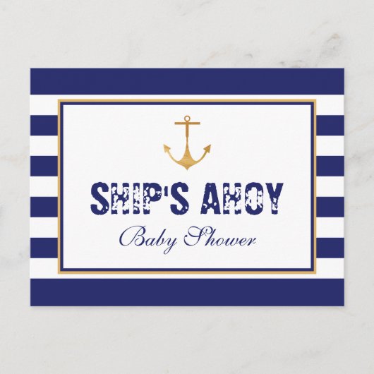 いかり航海のベビーシャワー招待状 インビテーションポストカード (正面)