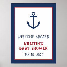 いかり航海のベビーシャワー歓迎サイン ポスター