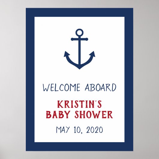 いかり航海のベビーシャワー歓迎サイン ポスター (正面)