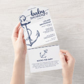 いかり航海のベビー用ベビーシャワーブック オールインワン招待状 (貼ってはがせる)