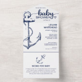 いかり航海のベビー用ベビーシャワーブック オールインワン招待状 (内側)