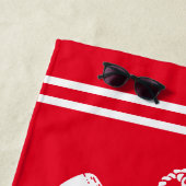 いかり航海のボートオアーズファミリーモノグラムレッド ビーチタオル (インサイチュ)