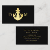 いかり航海のボートキャプテンモノグラムブラック 名刺 (正面/裏面)