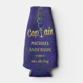 いかり航海のボートキャプテン金ゴールド |名前をカスタムする ボトルクーラー (正面)