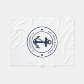 いかり航海のボートナミーブルーボートスワッグ フリースブランケット (正面(横))