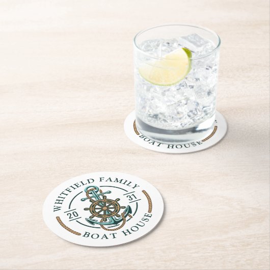 いかり航海のボートホイール及びロープファミリー ラウンドペーパーコースター (インサイチュ)