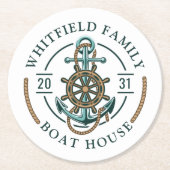 いかり航海のボートホイール及びロープファミリー ラウンドペーパーコースター (正面)