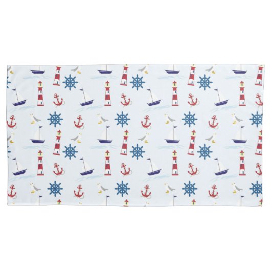 いかり航海のボートライトハウスシーシップ 枕カバー (正面左)