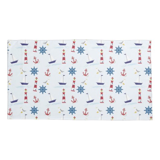 いかり航海のボートライトハウスシーシップ 枕カバー (裏面-左)