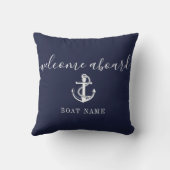 いかり航海のボート名ネイビーブルーウェルカムクルーボード クッション (裏面)