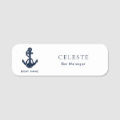 いかり航海のボート名ネイビーブルー従業員 名札 (正面)