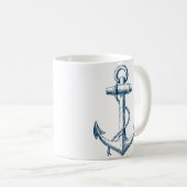 いかり航海のマグギフトネイビーブルーホワイト コーヒーマグカップ (正面右)