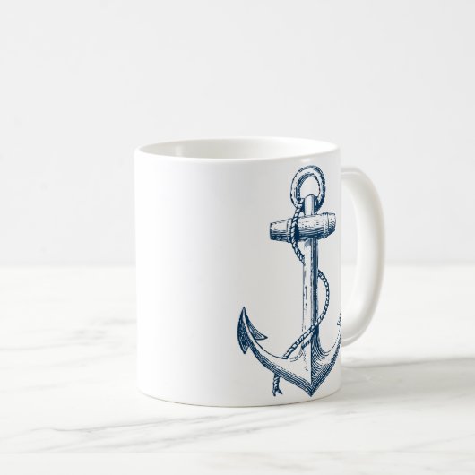 いかり航海のマグギフトネイビーブルーホワイト コーヒーマグカップ (正面右)