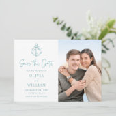 いかり航海のモノグラムアクア結婚ブルーの写真 セーブザデート (スタンド正面)