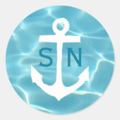 いかり航海のモノグラムアクア ラウンドシール (正面)