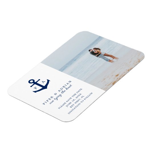 いかり航海のモノグラム写真の保存日付 マグネット (左側)