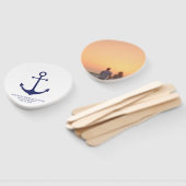 いかり航海のモノグラム写真ネイビー結婚ブルー ハンドファン (組立なし)