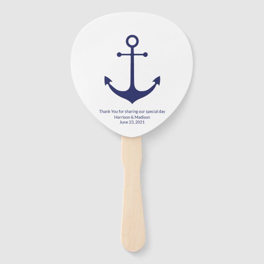 いかり航海のモノグラム写真ネイビー結婚ブルー ハンドファン (正面)