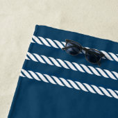 いかり航海のレイクハウスネイビーブルー ビーチタオル (インサイチュ)