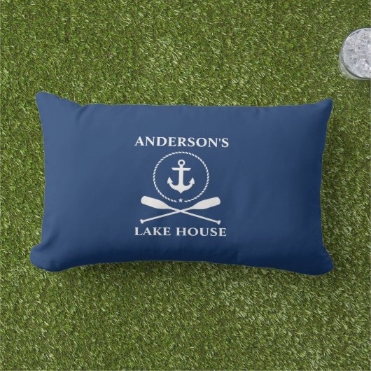 いかり航海のロープオアーズネイビーブルーレイクハウス アウトドアクッション (芝生)