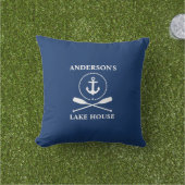 いかり航海のロープオアーズネイビーブルーレイクハウス アウトドアクッション (芝生)